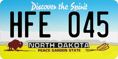 ND license plate HFE045