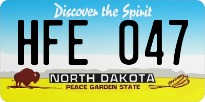 ND license plate HFE047