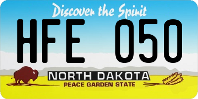 ND license plate HFE050