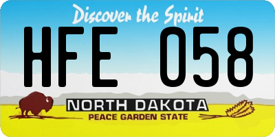 ND license plate HFE058