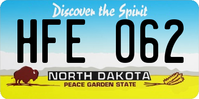 ND license plate HFE062
