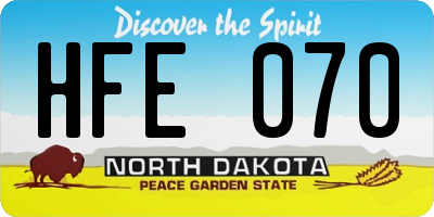 ND license plate HFE070
