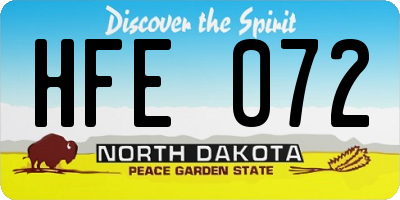 ND license plate HFE072