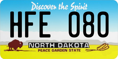 ND license plate HFE080