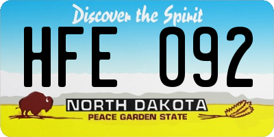 ND license plate HFE092