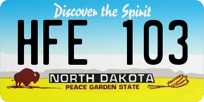 ND license plate HFE103