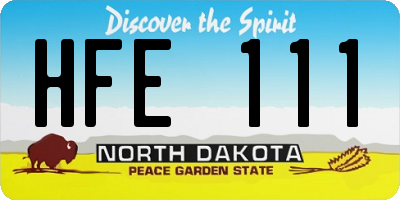 ND license plate HFE111