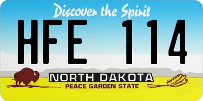 ND license plate HFE114