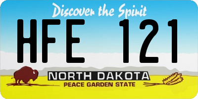ND license plate HFE121