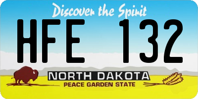 ND license plate HFE132