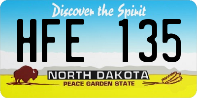 ND license plate HFE135