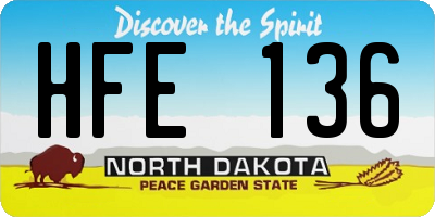 ND license plate HFE136