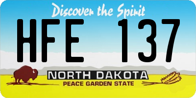 ND license plate HFE137