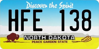 ND license plate HFE138
