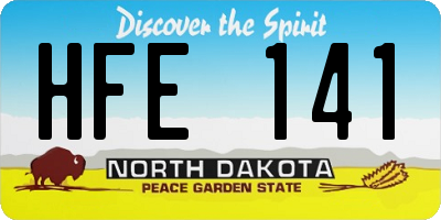 ND license plate HFE141
