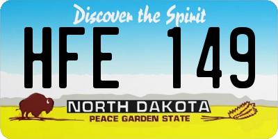 ND license plate HFE149