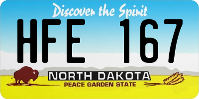 ND license plate HFE167