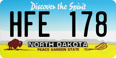 ND license plate HFE178