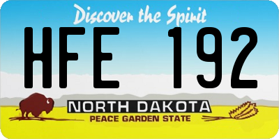 ND license plate HFE192