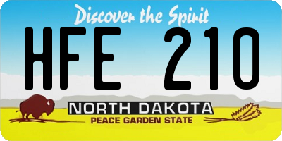 ND license plate HFE210