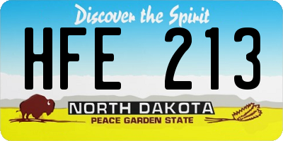 ND license plate HFE213