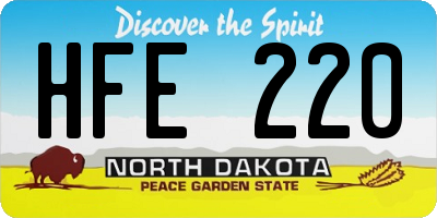 ND license plate HFE220