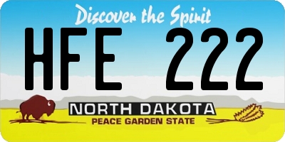 ND license plate HFE222