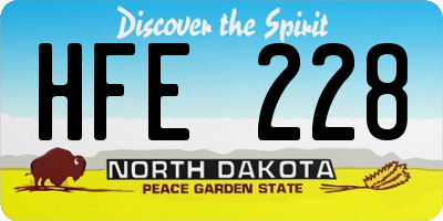 ND license plate HFE228