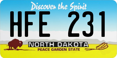 ND license plate HFE231
