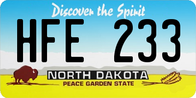 ND license plate HFE233