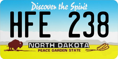 ND license plate HFE238
