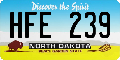 ND license plate HFE239