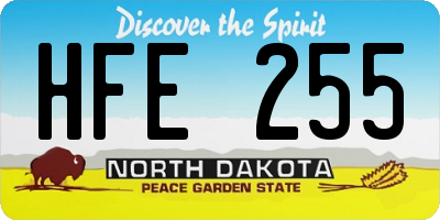 ND license plate HFE255