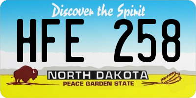 ND license plate HFE258