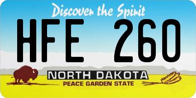 ND license plate HFE260
