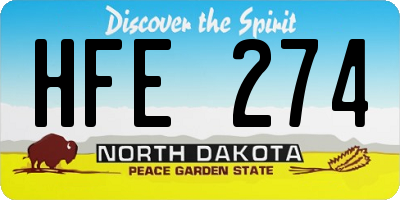 ND license plate HFE274