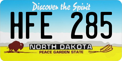 ND license plate HFE285