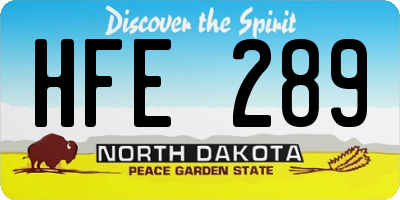 ND license plate HFE289