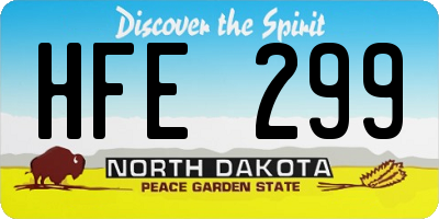 ND license plate HFE299