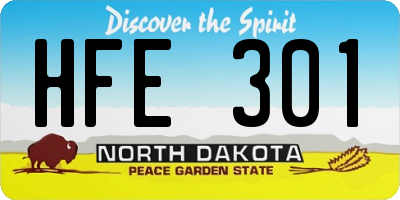 ND license plate HFE301