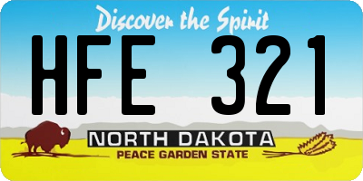 ND license plate HFE321