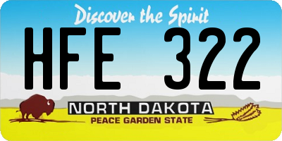 ND license plate HFE322