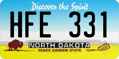 ND license plate HFE331