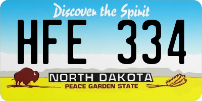 ND license plate HFE334
