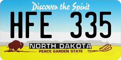 ND license plate HFE335