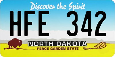 ND license plate HFE342