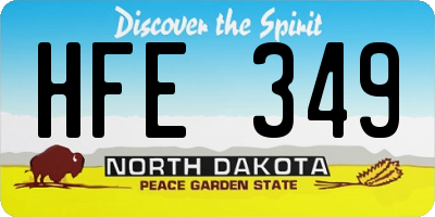 ND license plate HFE349