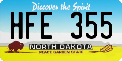 ND license plate HFE355