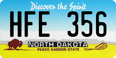 ND license plate HFE356