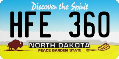 ND license plate HFE360